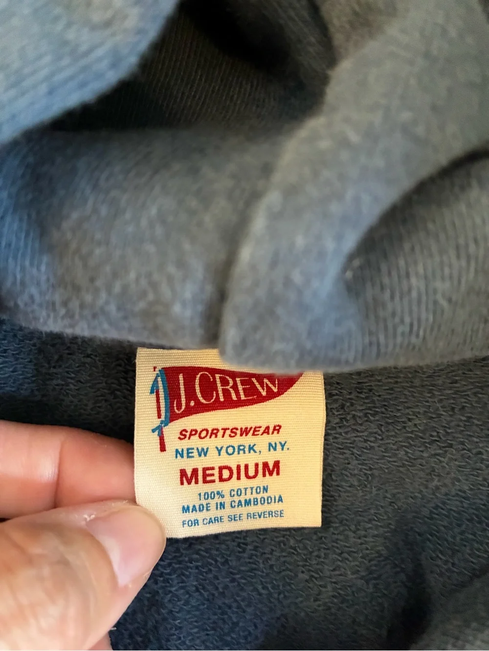 J. Crew Navy Blue Pullover Hoodie with Drawstring